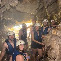 Close up of a rafting party in cave near Omiš