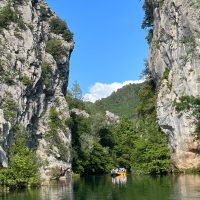 Two paddle boats rafting through Cetina Canyon near Split and Omiš