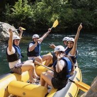 All smiles and fun on rafting tour in Omiš with Rio rafting team Group on Cetina rafting tour
