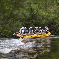 Battling Cetina river in boat